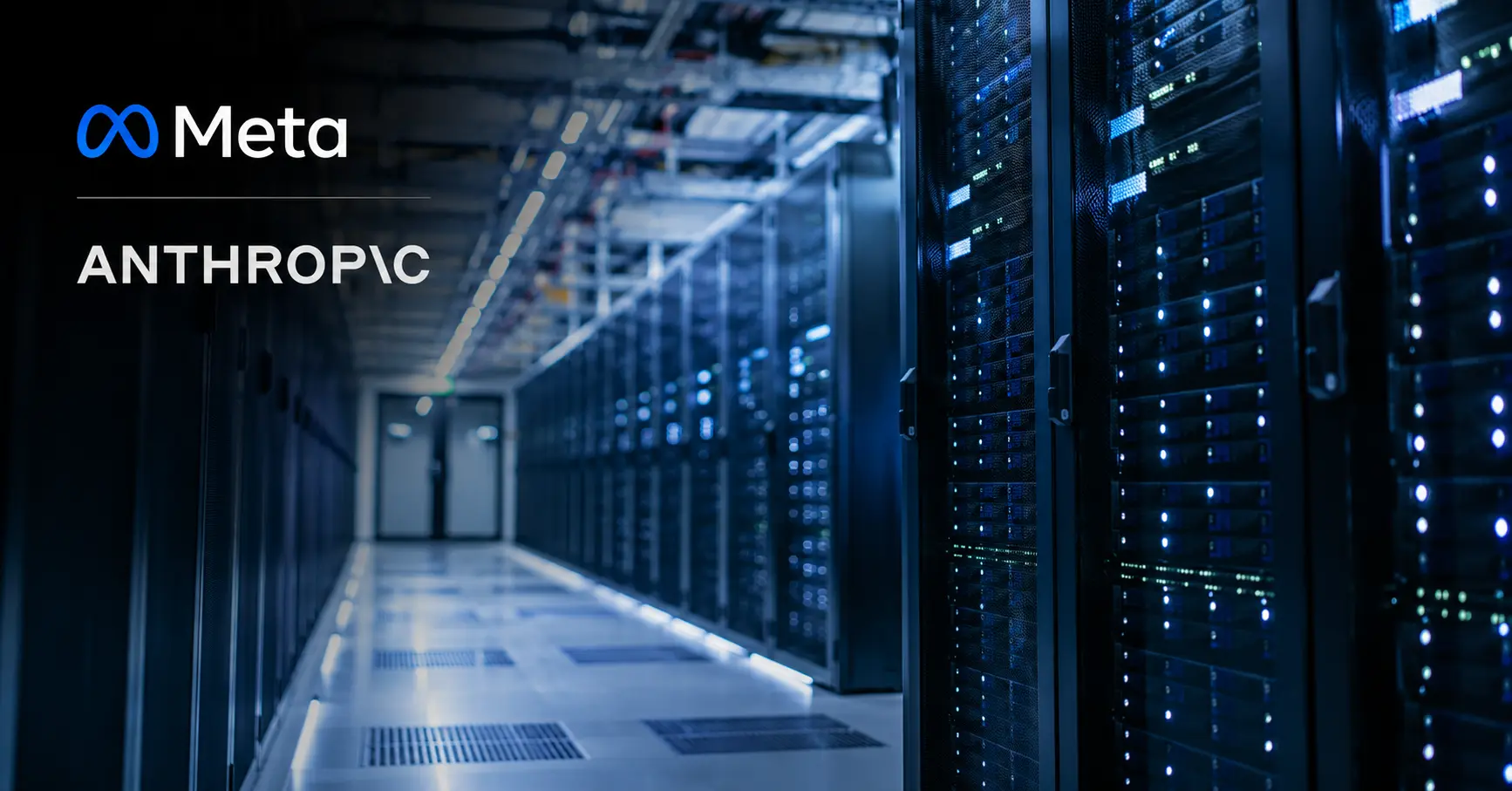 Data centre servers representing the Meta-Anthropic AI compute deal