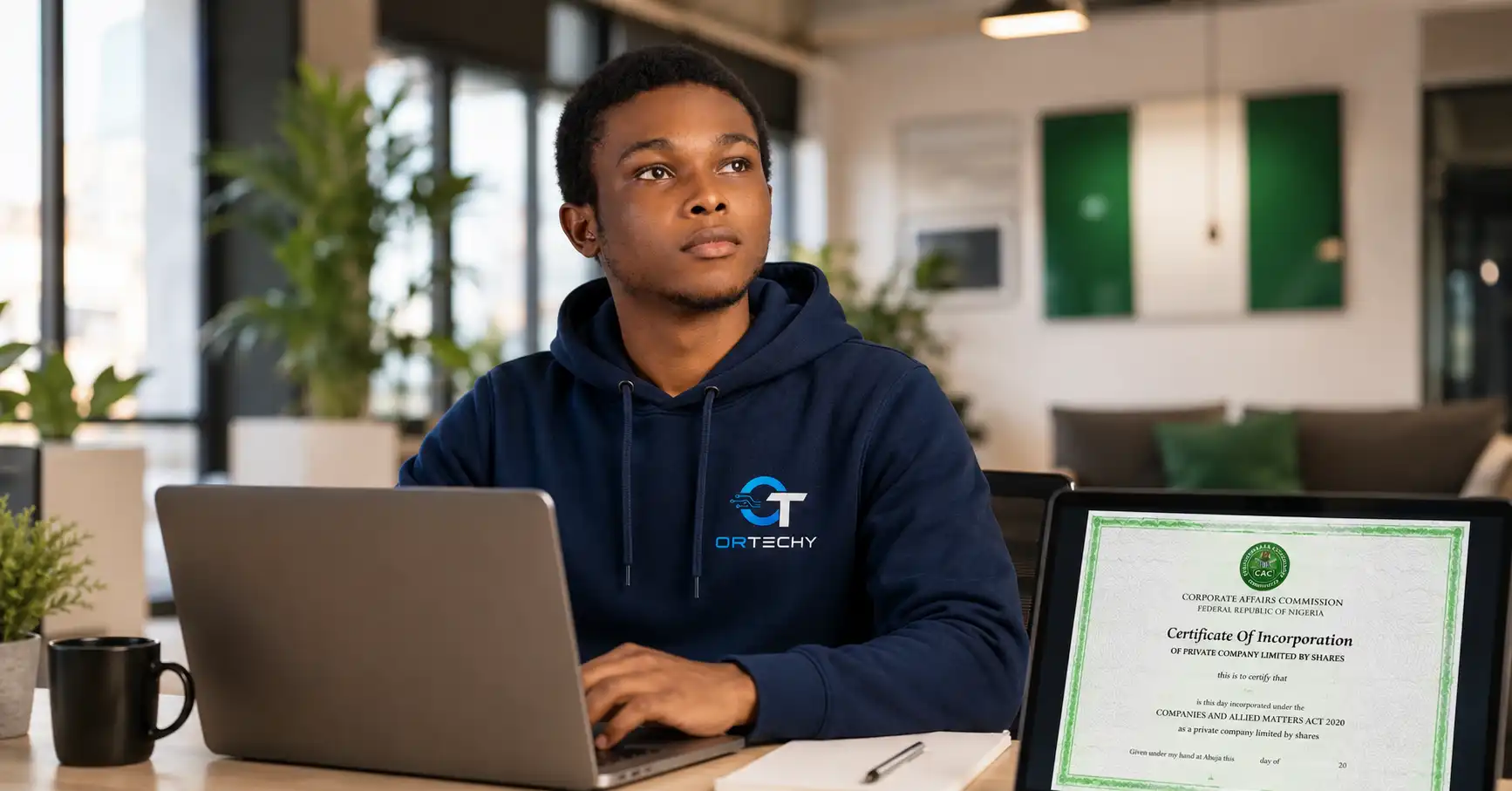 Founder reviewing CAC documents to register a tech startup in Nigeria