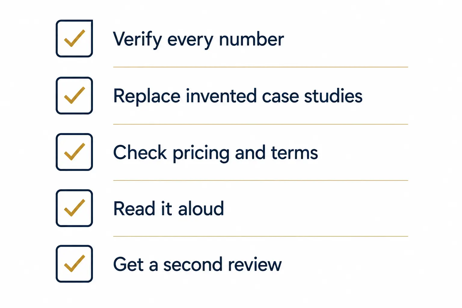 Checklist for editing a ChatGPT written proposal before sending to a client