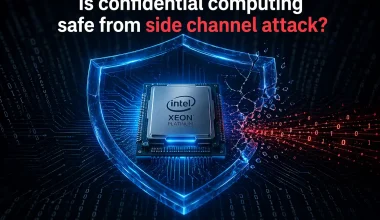 Is confidential computing safe from side-channel attacks illustration showing a cracking TEE security shield around a CPU chip representing TEE.Fail vulnerability in Intel SGX and AMD SEV-SNP