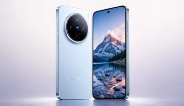 Vivo X300 review showing front and back design with AMOLED display and 200MP Zeiss triple camera module in light blue colorway